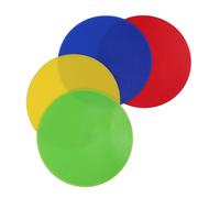 ifundom 4pcs PVC Flat Disc Markers for Soccer and Tennis Court Line Spot Markers in Red Yellow Blue Green Portable Sports Sign Discs for Training and Game Boundary Visibility