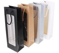 ifundom 4pcs Reusable Paper Wine Bottle Bags with Handle Tear-resistant Wine Carrying Bags for Personal Use and Weddings Multipack with Window