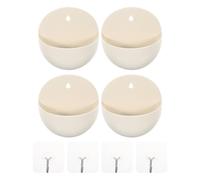 ifundom 4pcs Semi-circle Plastic Hanging Flowerpot, White Wall Planter | Built-in Drainage Hole, Flat Back, Adhesive Hooks, Elegant Retro Style, for Balconies, Small Plants and Stationery