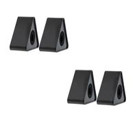 ifundom 4pcs Triangle Shaped Abs Microphone Station for Interviews Black Mic Logo Stand Stable Design for Media Presenters and Tv Stations