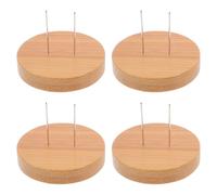 ifundom 4pcs Wooden Doll Display Stands Miniature Holder Small Figurine Support for Needle Felting Dolls 45mm Thick Bamboo Wood Base for Collectible Toy Display