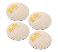 ifundom 4pcs Wooden Newborn Announcement Signs, Circular Baby Name Board, Rustic Nursery Decor, Records Birth Date, Time, Weight and Height, Lasting Keepsake