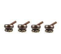 ifundom 4sets Singing Bowl Meditation Metal Buddha Musical Bowl Wooden Mallet for Sound Healing and Decorative Buddhism Accessory Random Color
