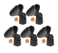 ifundom 5 Sets Practical Microphone Clip Holder for Dynamic Vocal and Wireless Microphones, Adjustable Angle Universal Fit Mic Stand Clips in Black with Copper and Plastic Material