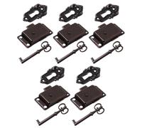 ifundom 5 Sets Vintage Cabinet Lock with Key for Jewelry Boxes and Wooden Cases, Iron Material, Easy to Install, Rust-Resistant Antique Lock for Repairing and Decorating Furniture