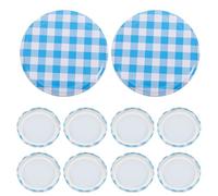 ifundom 50pcs Blue Plaid Split-type Mason Jar Lids 8.5cm Tinplate Sealing Caps for 7.7cm Regular Mouth Glass Jars Suitable for Jelly and Chili Sauce Canning
