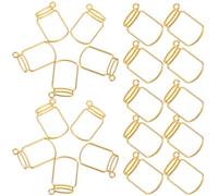 ifundom 50Pcs DIY Jewelry Accessories Open Bezel Pendant Charms with Metal Frame, Hollow Photo Frame Pendants for Handmade Necklace and Bracelet Craft Supplies