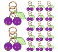 ifundom 50pcs Mini 3d Cherry Pendant - Purple Plastic Fruit Charm For Diy Jewelry Beaded Bracelet Necklace Craft Accessories - Cherry Beads Ornament For Handmade Christmas 0.6 Inch