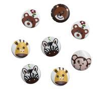 ifundom 50pcs Round Wooden Animal Printed Buttons for Sewing, Long-Lasting Eco-Friendly Mixed Candy Colour Snaps, Unique Designed Fasteners for Crafts and Cardigans Random Color