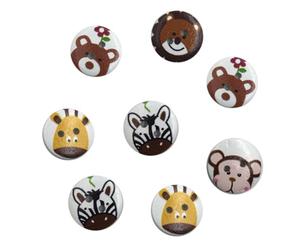 ifundom 50pcs Round Wooden Animal Printed Buttons for Sewing, Long-Lasting Eco-Friendly Mixed Candy Colour Snaps, Unique Designed Fasteners for Crafts and Cardigans Random Color