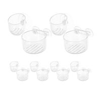 ifundom 5pcs Acrylic Fish Tank Feeder Cups Set with Suction Cups, Oval Red Worm Feeder Bowls and Round Aquarium Plant Holders for Fish Feeding and Aquatic Plant Decoration