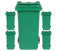 ifundom 5Pcs Mini Desktop Trash Can and Multifunctional Pen Holder Set, Plastic Tabletop Wastebasket for Office and Home, Green Neutral Color, Compact Desk Garbage Storage Organizer