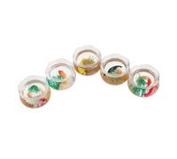 ifundom 5pcs Mini Goldfish Ornamental Tank with Realistic Water Plants and Simulated Koi Fish Small Round Plastic Aquarium for Dollhouse Garden Scene Decor and Desktop Miniature Fish Bowls