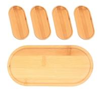ifundom 5Pcs Oval Bamboo Wood Plant Saucer Tray Set - Bonsai Pot Drip Trays for Indoor and Outdoor Plants, Decorative Water Catcher Base for Flower Pots 7.07X3.85In