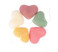 ifundom 5pcs Removal Wash Puff Heart Shape Face Pads Makeup Sponge Assorted Color Soft Sponge for Cleansing Pores and Removing Cosmetics, for Daily Facial Care
