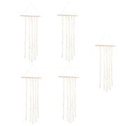 ifundom 5pcs Rope Hair Clip Hanger Wall Decor Wall Hanging Hair Bow Organizer Woven Hair Clip Hanger Braided Hair Ties Woven Hair Bow Holder Macrame Wall Hair Tassel Trim Cotton Rope Beige