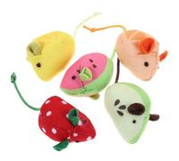 ifundom 5pcs Soft Plush Catnip Fruit Mice for Indoor Cats Kitten Chew Set - Strawberry, Watermelon, Kiwi, Orange, Citrus Interactive Mouse Cat