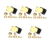 ifundom 5sets Guitar Neck Plate Replacement Metal Electric Guitar Accessories for Neck Mounting Plate String Ferrules Included for Parts and Bass Setup