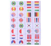 ifundom 64pcs National Flags Mahjong Tiles Set Portable Two Player Strategy Board Game for Travel Family Party Coffee Table Educational Matching Tile Game