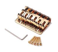 ifundom 65mm 6-string Fixed Hard Tail Guitar Bridge Vintage Style with 5 Screws Gold Electric Guitar Bass Bridge for Accessories