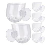 ifundom 6Pcs Acrylic Fish Tank Feeder Cups with Suction Holders for Aquarium Snail Feeding, Red Worm and Tubifex Feeder Dish Set, Small Size Plant Holder for Aquarium Decoration