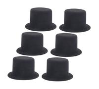 ifundom 6pcs Black Mini Formal Party Hats for Christmas Crafting Snowman Decorations Doll Accessories Vibrant Fading-resistant Material Easy DIY for Holiday Hair and Pet Costumes