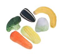 ifundom 6pcs Catnip Plush Vegetable for Cats Interactive Pet with Shapes Including Carrot Broccoli Banana Corn Cabbage Seed Stress Relief and Exercise Kitten Playthings