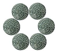 ifundom 6Pcs Ceramic Cabinet Knobs Set, Embossed Matte Stone Green Porcelain Pulls for Bedroom Door Knobs, Kitchen Cupboard and Dresser Drawers, Corrosion Resistant Interior Hardware