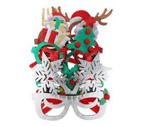 ifundom 6pcs Christmas Glasses Set Snowflake, Santa, Wreath Elk Designs Glitter Holiday Party Eyewear Frames for New Year Xmas Photo Booth Favors