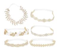 ifundom 6pcs Flower Headbands Girl Hair Accessories Elastic Cloth Headbands with Lace Floral Design for Birthday Party