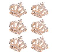 ifundom 6pcs Gold Rhinestone Crown Brooch Pins, Bridal Wedding Queen Brooch Corsage, Decorative Princess Tiara Pins for Party, Valentine’s Day, and Ceremony Accessories