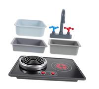 ifundom 6pcs Induction Cooker Set with Light Sound Effects Mini Kitchen Accessories for Includes Square Sinks for Role Playing Parent Interaction