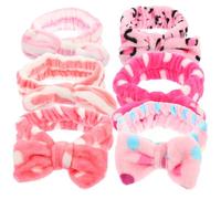 ifundom 6pcs Makeup Headband Spa Headband Coral Fleece Soft Elastic Bow Shape Lovely Comfortable Hair Accessories for Women Taking A Quick Shower and Brushing Teeth