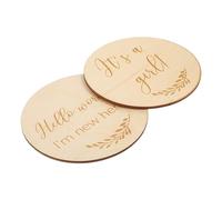 ifundom 6pcs Round Shape Wooden Milestone Cards Newborn Commemorative Growing up Cards for Mom Dad