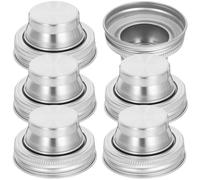 ifundom 6pcs Stainless Steel Shaker Lids for Cocktail Mixing and Kitchen Use, Sturdy Multi-function Jar Lids, Easy to Store Silver Bottle Caps for Mason Jars