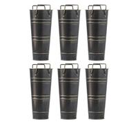 ifundom 6pcs Vintage Black Metal Flower Buckets with Portable Handles, Rustic European Style Iron Containers for Flowers and Floral Arrangements, for Wedding Table Centerpiece Decorations