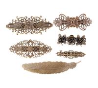 ifundom 6Pcs Vintage Hair Clip Set Copper Barrettes with Floral Crown Vine Patterns European Style Hair Accessories for Women and