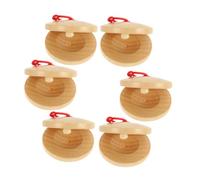 ifundom 6pcs Wooden Finger Castanets Small Percussion Instrument for Boys and Girls for Music Education and Development of Fine Motor Skills Fun Rhythm Toy Natural Color