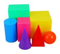 ifundom 7Pcs Large Geometric Shape Cognition Model for Educational Early Learning with Smooth Sphere Cube Cylinder Prisms for Volume and Shape Exploration