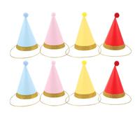 ifundom 8pcs Colorful Cone Party Hats Pet Paper Party Hats Birthday Caps with Pom Poms for Kids Families Dogs and Cats Small Animals and Holiday Decorations