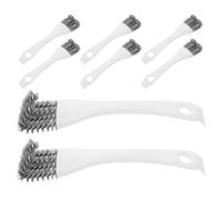 ifundom 8pcs Long Handle Bird Cage Brush with Dual-function Scraper White Handle with Gray Bristles Pet Cage Cleaning Tool for Parrots and Small Animals for Droppings and Perch Maintenance