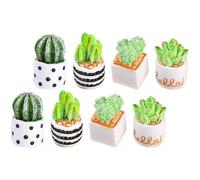 ifundom 8pcs Miniature Faux Succulent Cactus Bonsai Micro Landscape Decoration Set, Mixed Style Mini House Potted Plants for Dollhouse Accessories and Indoor Miniature Décor Random Style
