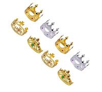 ifundom 8pcs Plastic Plating Crown Golden Cross Queen and King Crowns for Birthday Party Decoration Lightweight and Chic Design for Memorable Moments Random Color