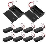 ifundom Aa Battery Holder Black 10pcs with Built-in Power Control and Pre-wired Leads Plastic and Alloy Case Cover Battery Box for Electronics Circuits and Outdoor Projects
