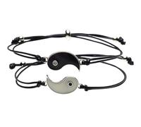 ifundom Adjustable Black Glow-In-The-Dark Yin Yang Bracelet Pair, Matching Long Distance Relationship Bracelets for Couples and Friends, Sturdy Woven Link Jewelry for Uk