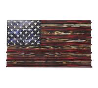 ifundom American Flag Coin Display Case Wooden Medal Holder with Multiple Rows and Star Pattern for Showcasing Awards and Poker Chips for Birthdays and Anniversaries