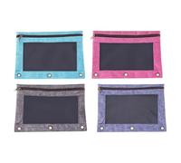 ifundom B5 Size 3-hole Punched Binder Pockets Document Wallets 4pcs Sturdy Oxford Cloth and Pvc Storage Pouches Multipurpose Filing Bags for Bills and Credit Cards