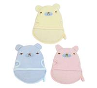 ifundom Baby Bathing Scrubbers Toddler Soap Foaming Mitts Cartoon Animals Bath Towels 3pcs Set Yellow Blue Pink Soft Body Scrubbing Gloves for Infant Shower Care
