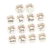 ifundom Baby Monthly Cards and Synthetic Material Creative Design 14pcs Wooden with Assorted Colours for Celebrating The First Year of A Baby's Birth and Photography