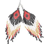 ifundom Beaded Tassel Drop Earrings Bohemian Boho Statement Bead Fringe Earrings for Women Colorful Seed Bead Accessories Ethnic Style Lightweight Jewelry for Summer